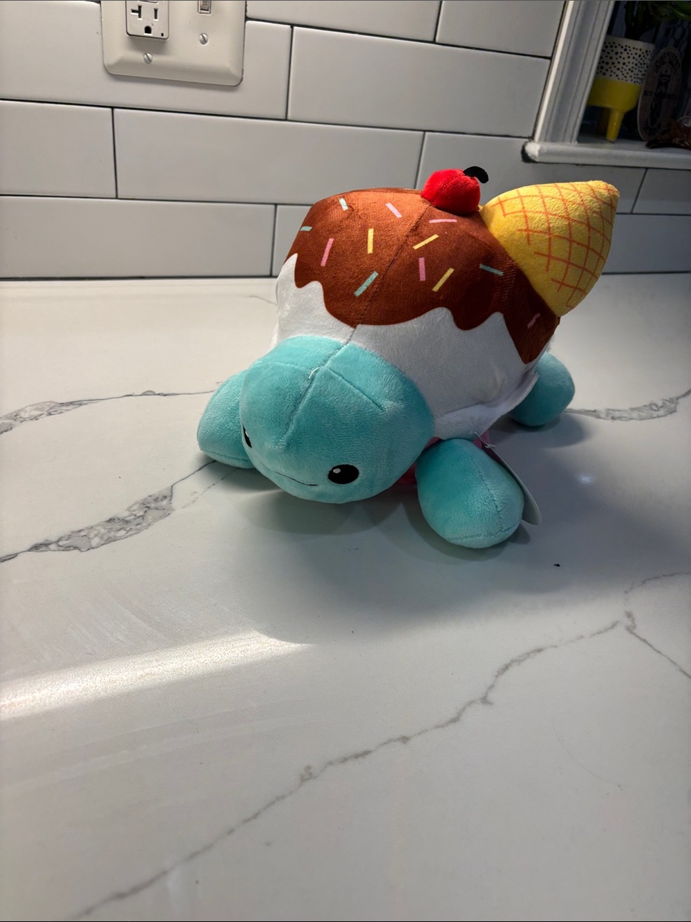 Ice Cream Turtle Plush Toy - Blue & Brown